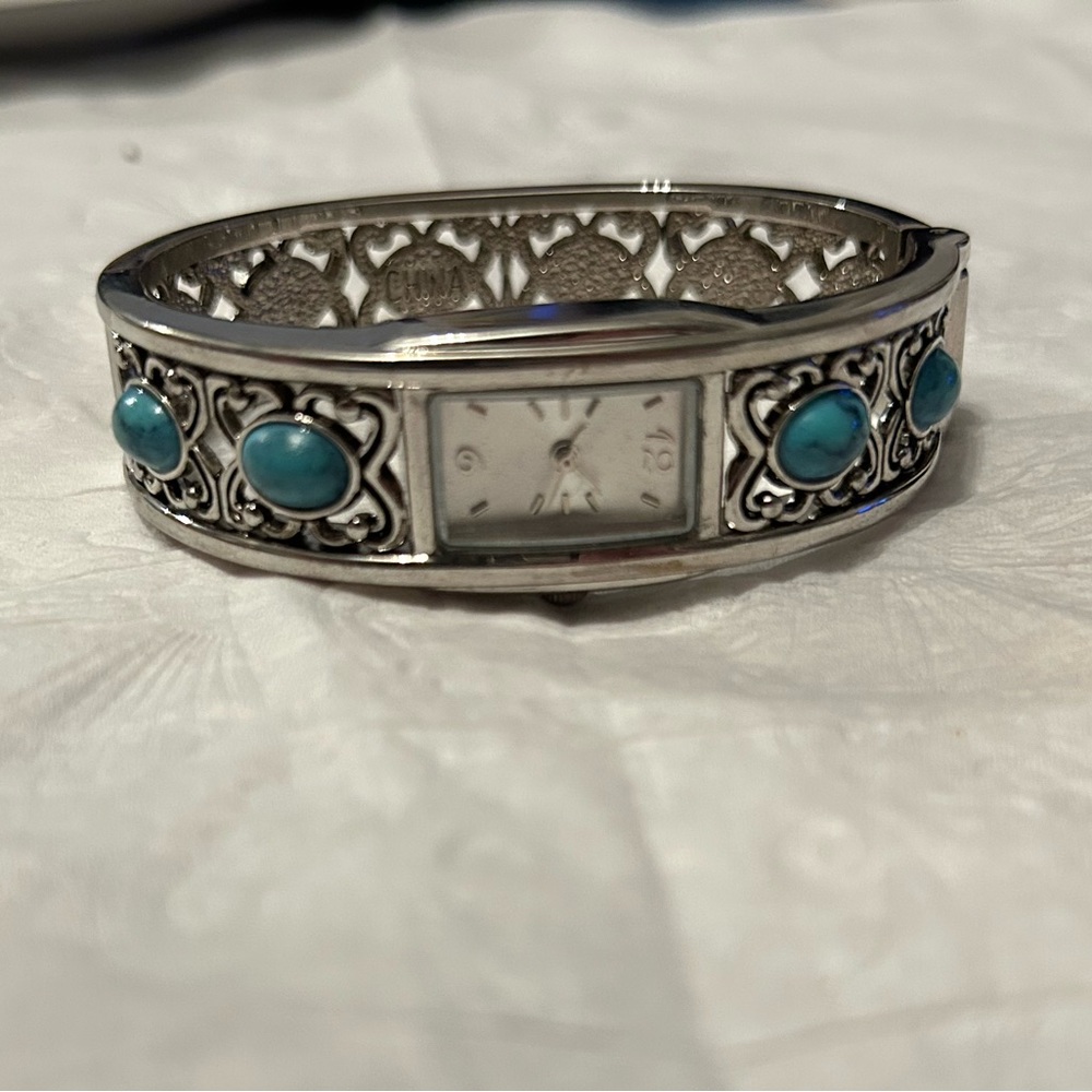 Silver and Turquoise Watch Bracelet